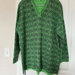 Loewe Green and Black Patterned Long Sleeve Top